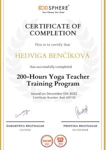 učiteľ jogy, certifikát